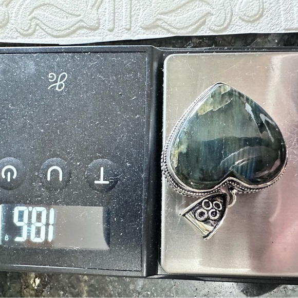 Lustrous Labradorite Heart Pendant Necklace with Iridescent Natural Stone 1904 G - Picture 13 of 13